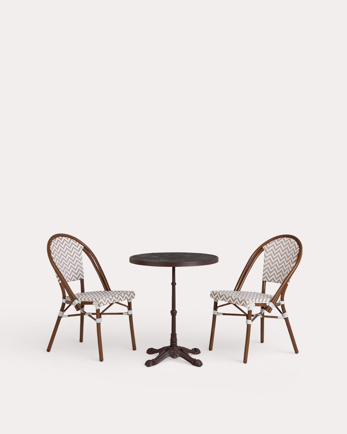 Conjunto de Mesa de Jantar Redonda (Ø60 cm) e 2 Cadeiras de Metal e Rattan Sintético Yona Bistro, imagem de galeria 1