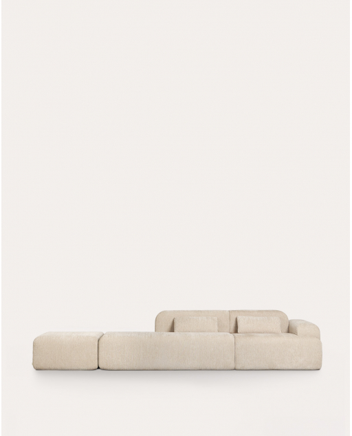 Sofá Modular de 2 Peças Embalado a Vácuo com Módulo de Chaise Longue, Módulo de Canto e Módulo Otomano em Tecido Rhys - Bege Seashell
