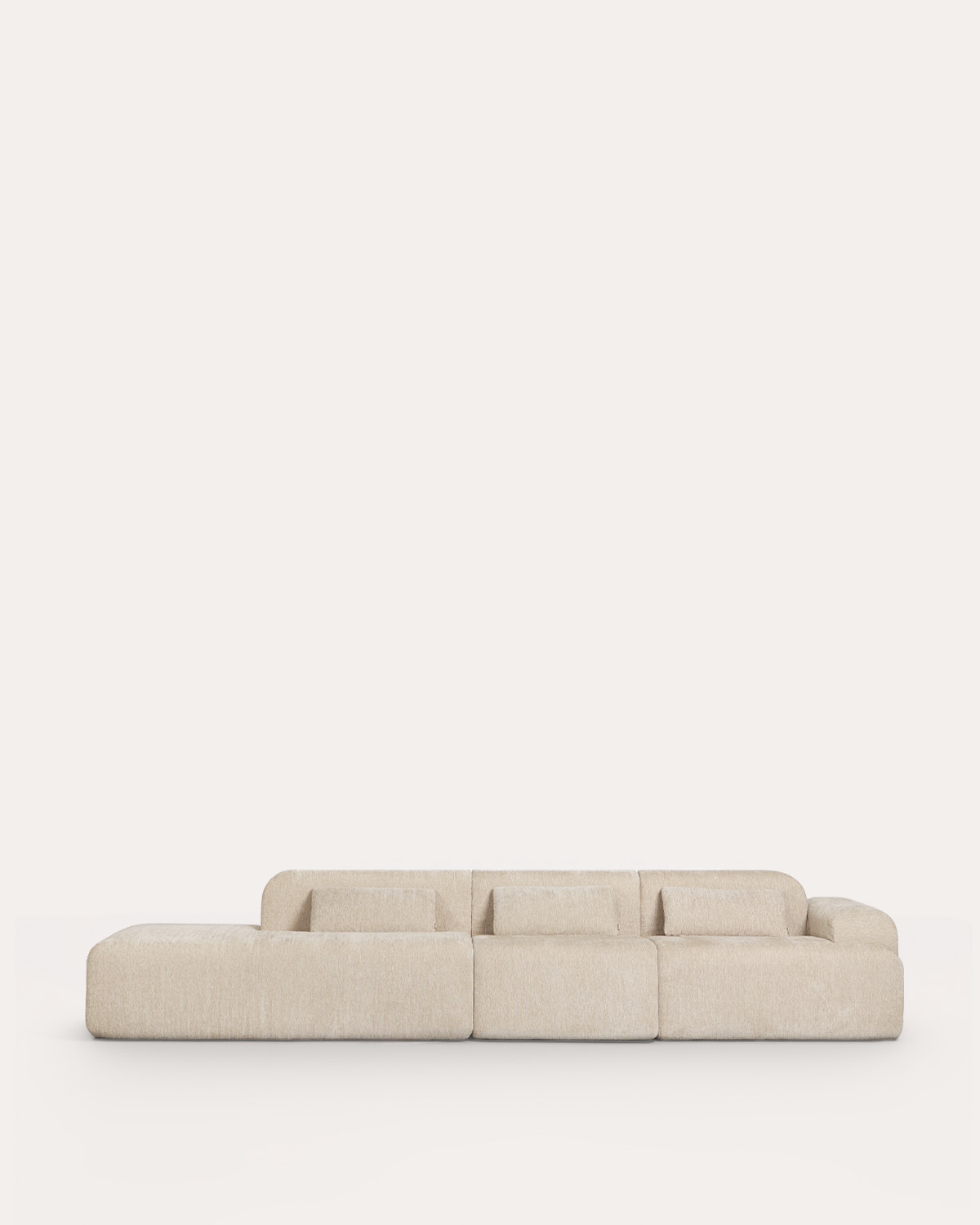 Sofá Modular de 3 Peças Embalado a Vácuo com Módulo Chaise Longue, Módulo Central e Módulo de Canto em Tecido Rhys