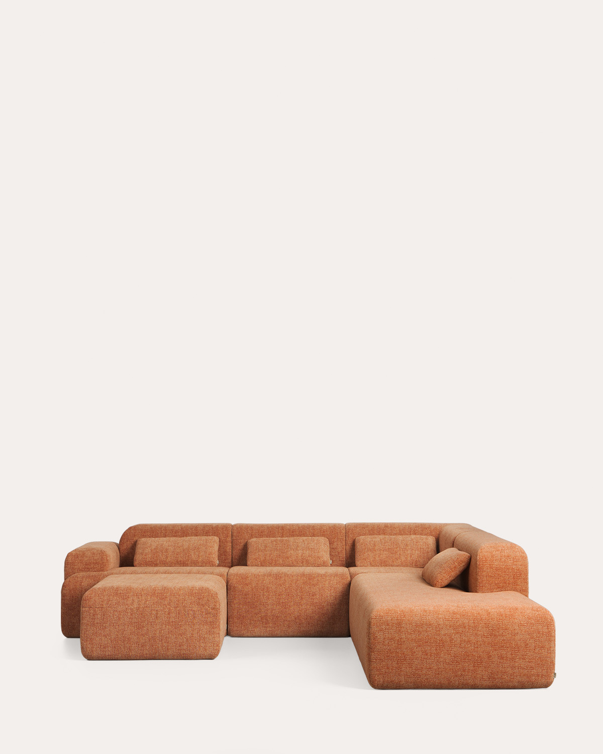 Conjunto de sofá modular de 4 peças embalado a vácuo, com módulos de canto, módulo central, chaise longue e pufe de tecido Rhys , imagem de galeria 1
