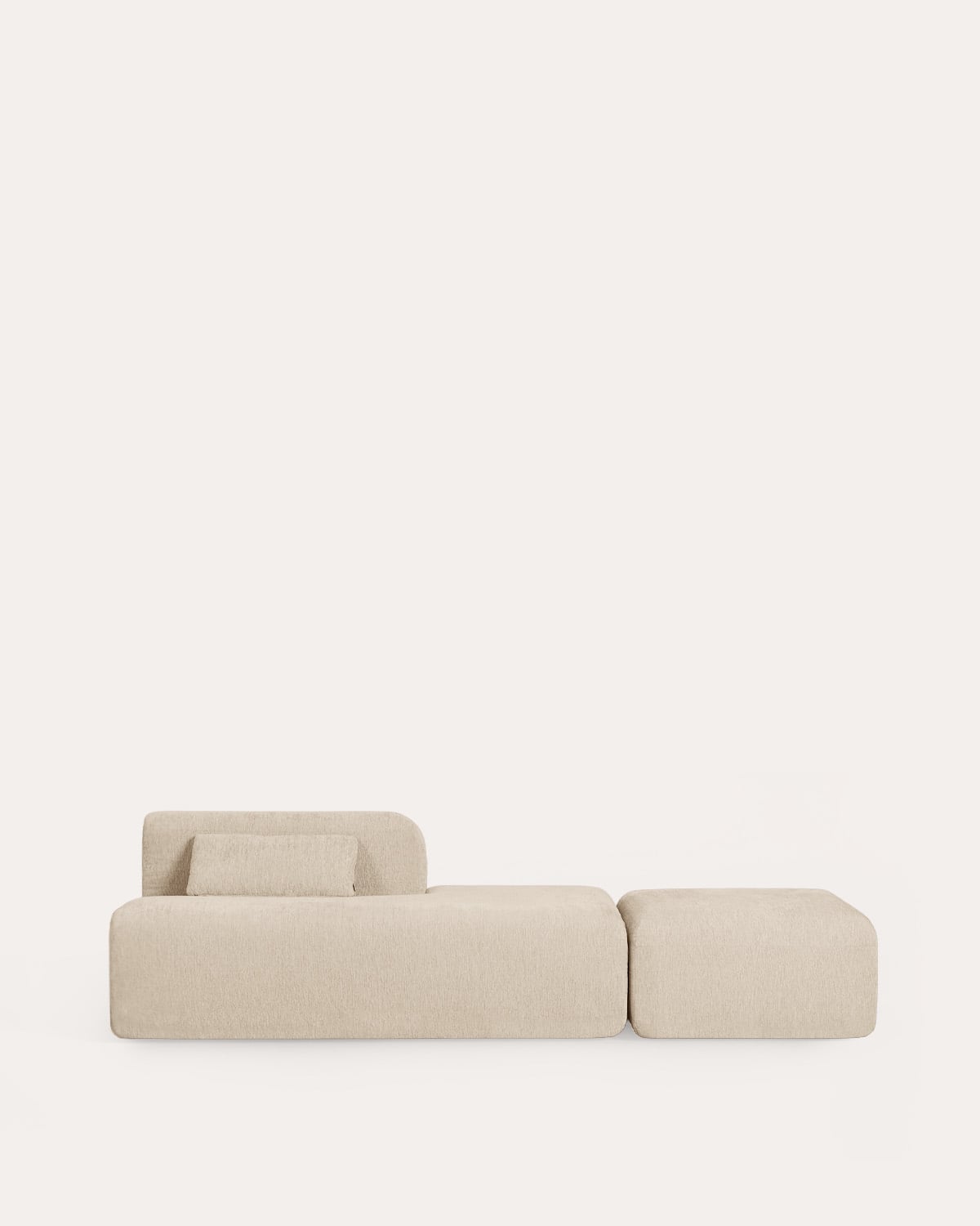 Sofá Chaise Longue Modular Embalado a Vácuo com Módulo Otomano em Tecido Rhys