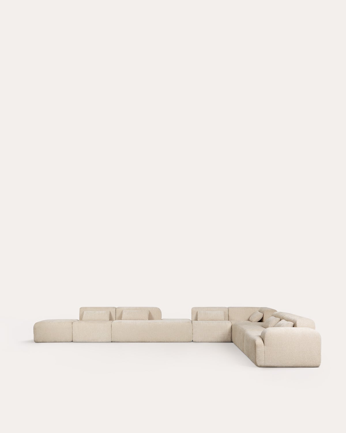 Set de sofá modular de 6 peças embalado a vácuo, com chaise longue, módulos de canto, central e pufe de tecido Rhys, imagem de galeria 1