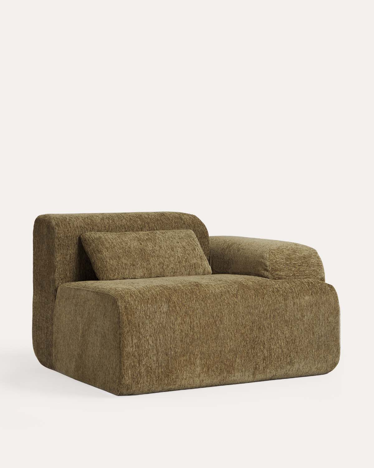 Sofá modular embalado a vácuo com 3 peças, módulo chaise longue, módulo central e módulo de canto em tecido Rhys, imagem de galeria 2
