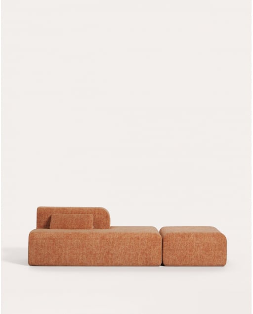 Sofá Chaise Longue Modular Embalado a Vácuo com Módulo Otomano em Tecido Rhys
