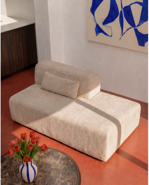 Módulo de Chaise Longue Direito em Tecido Embalado a Vácuo para Sofá Modular Rhys