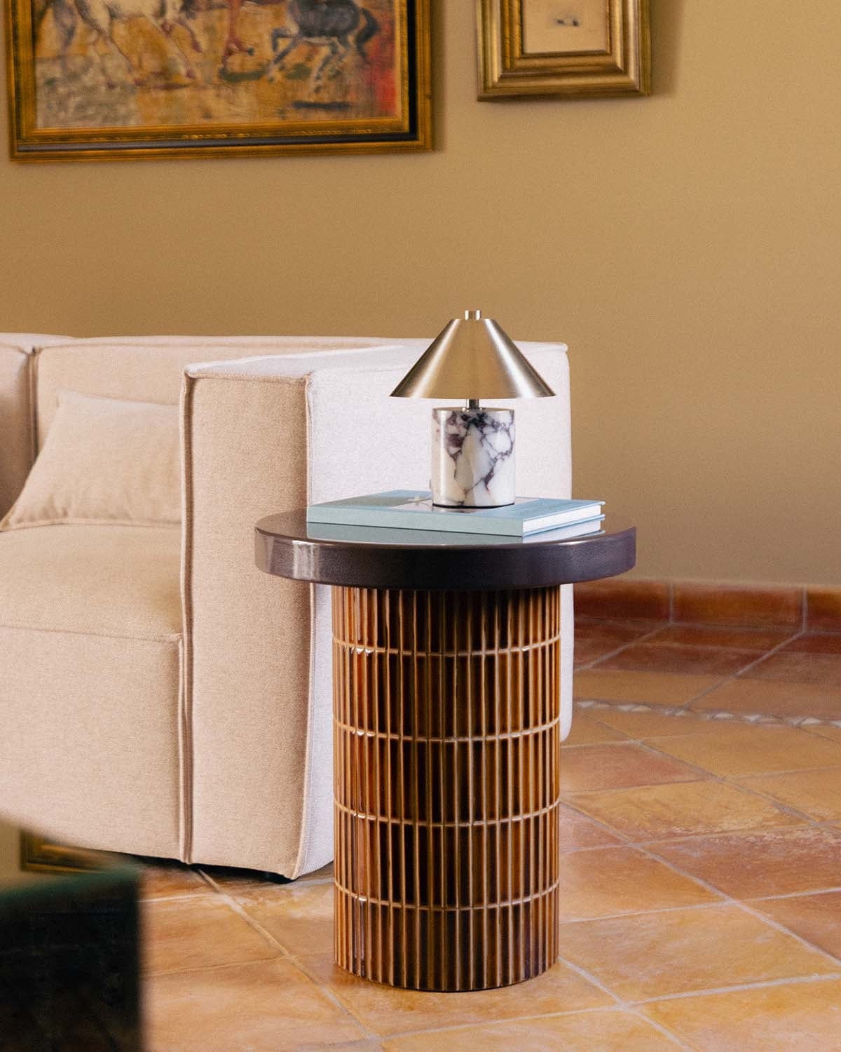 Mesa de apoio redonda Ø45 cm em cimento Banus, imagem de galeria 2