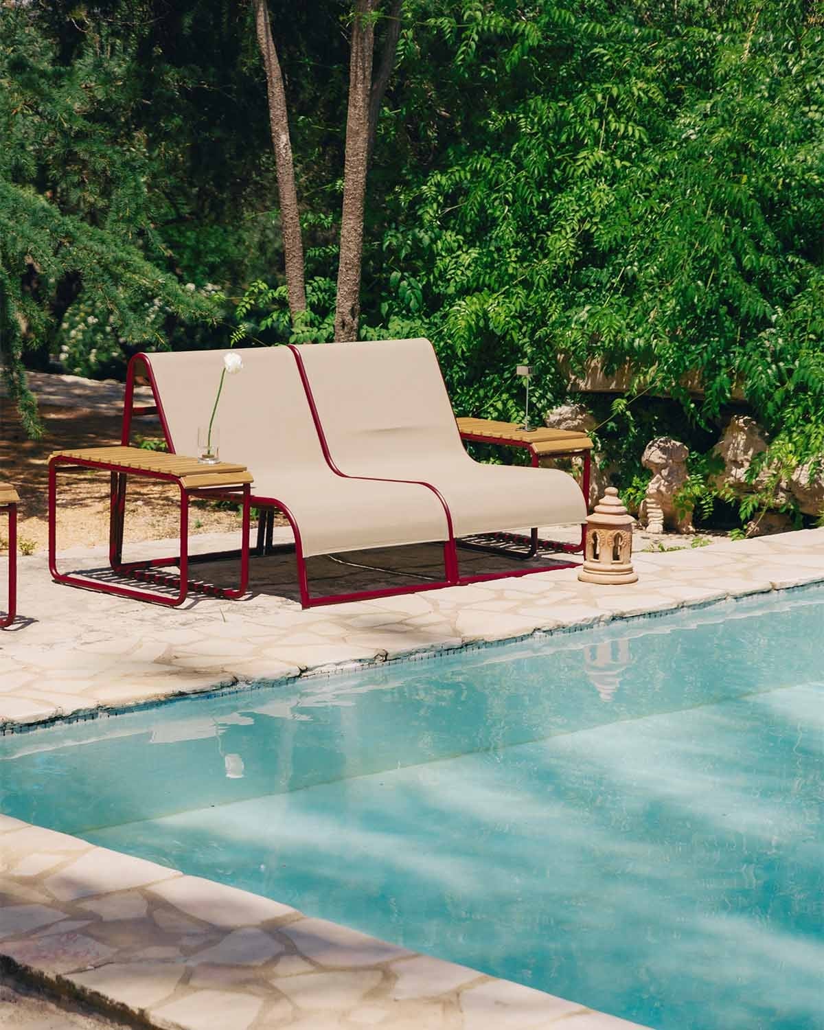 Conjunto de poltrona de jardim de 2 lugares com 2 mesas de apoio em alumínio Dreisi, imagem de galeria 2