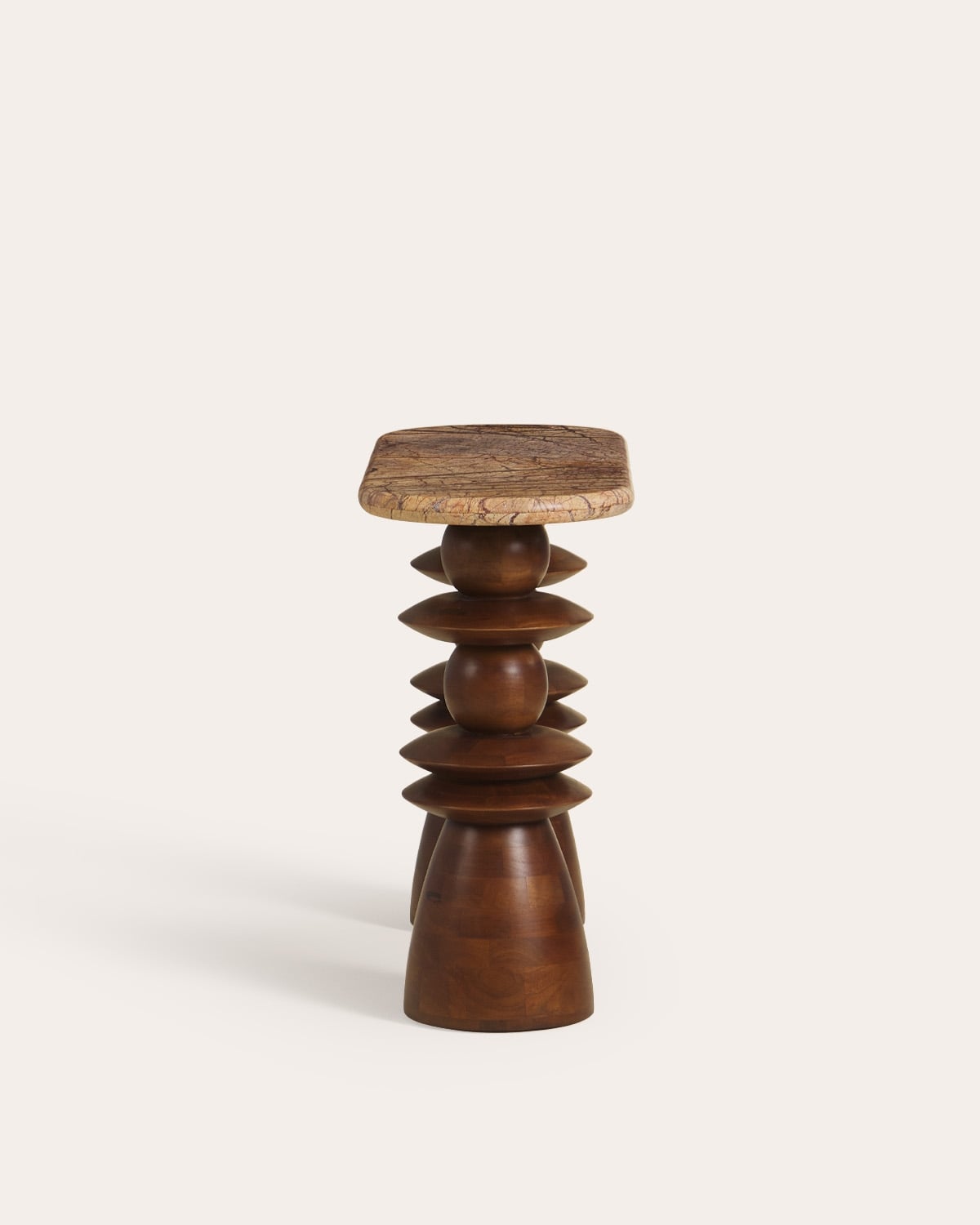 Consola de entrada oval 110x40 cm de mármore e madeira de mangueira Erato, imagem de galeria 5
