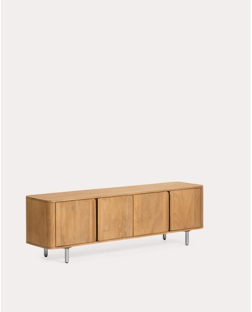 Móvel para TV com 4 portas 170x40 cm feito de madeira de mangueira e metal Mhuan - Madeira de Manga