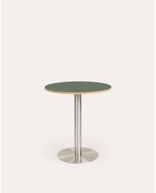 Mesa de jantar redonda Ø70 cm feita de madeira e metal Miwel - Verde Olive