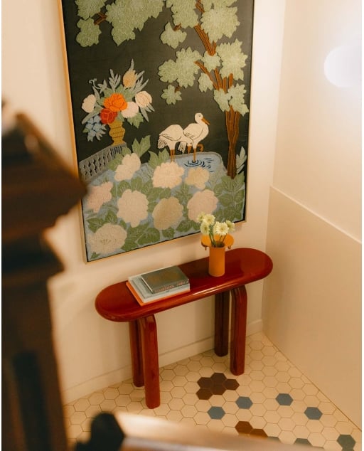 Console oval de 120x35 cm em madeira de Gilber
