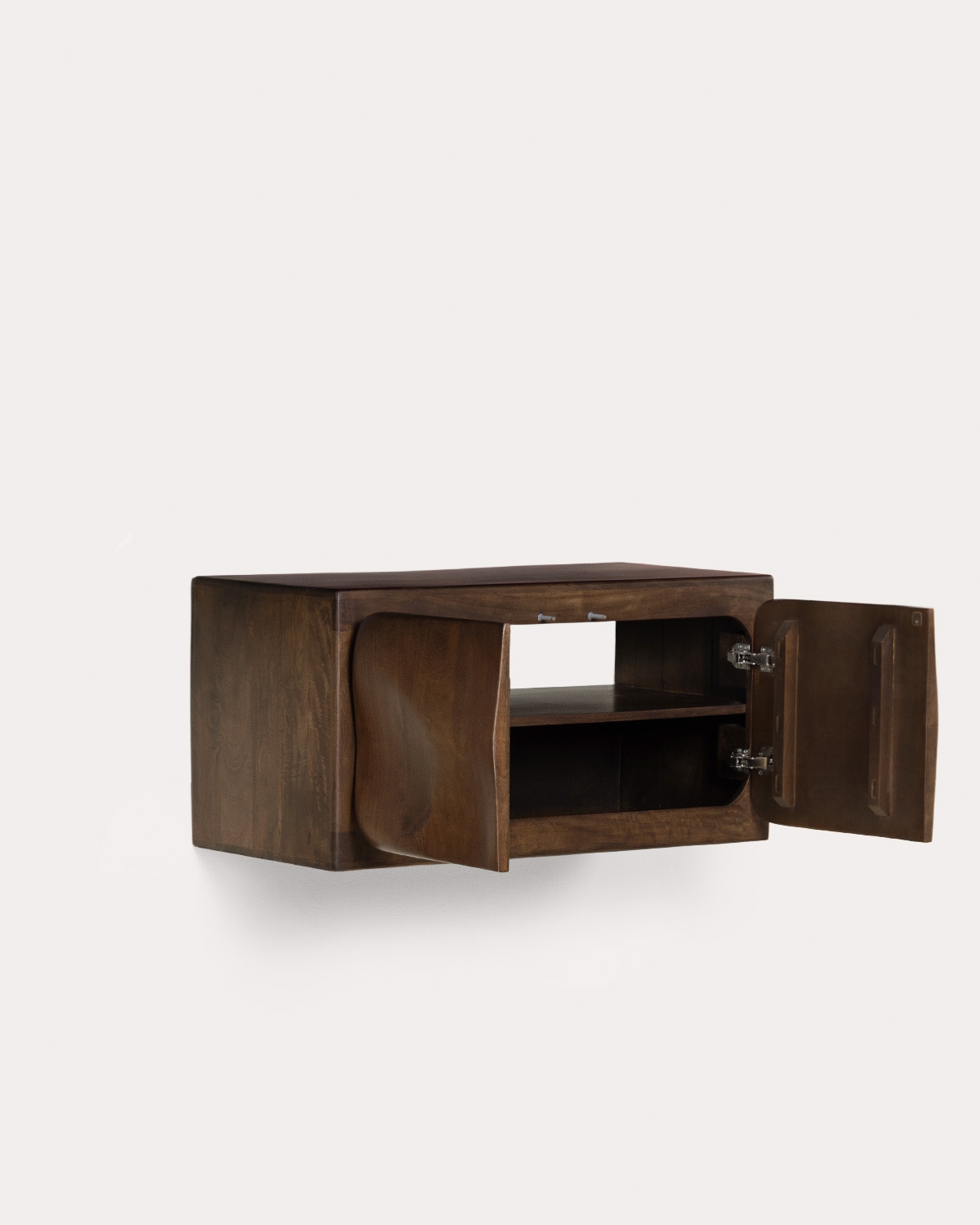 Móvel de casa de banho suspenso com 2 portas 90x45 cm em madeira de mangueira Orlean, imagem de galeria 5