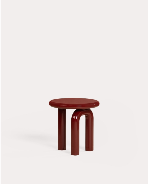 Mesa auxiliar redonda Ø50 cm de madera Gilber - Vermelho Tinto