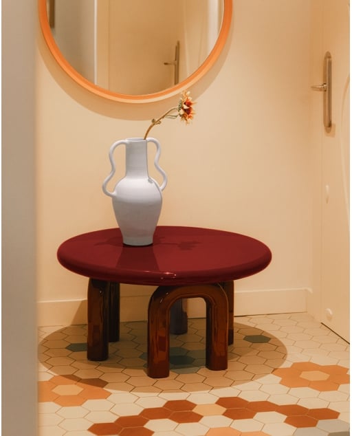 Mesa de centro redonda Ø80 cm de madeira Gilber