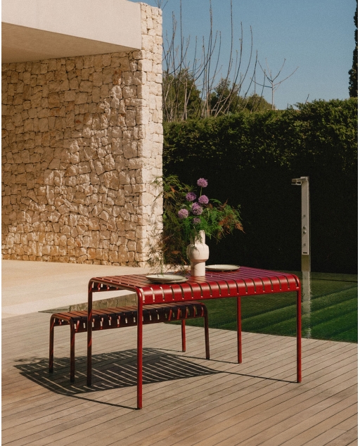 Mesa de exterior retangular 130x80 cm em metal Tavo