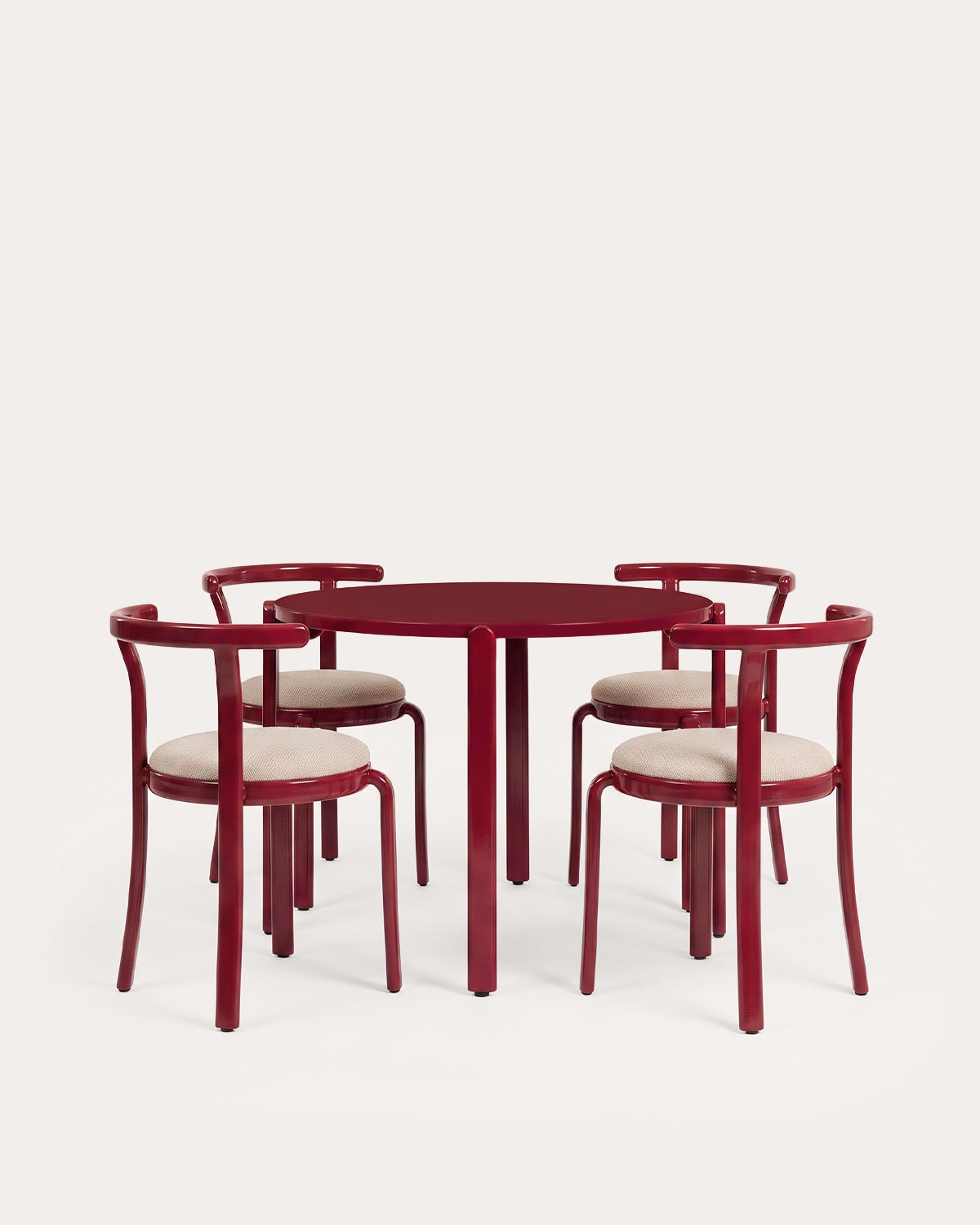 Conjunto de mesa de jantar redonda Ø100 cm e 4 cadeiras de madeira e metal Biterit, imagem de galeria 1