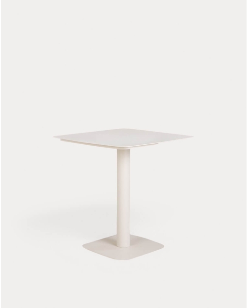 Mesa de exterior quadrada 70x70 cm em metal Zoilo - Blanco Egg White