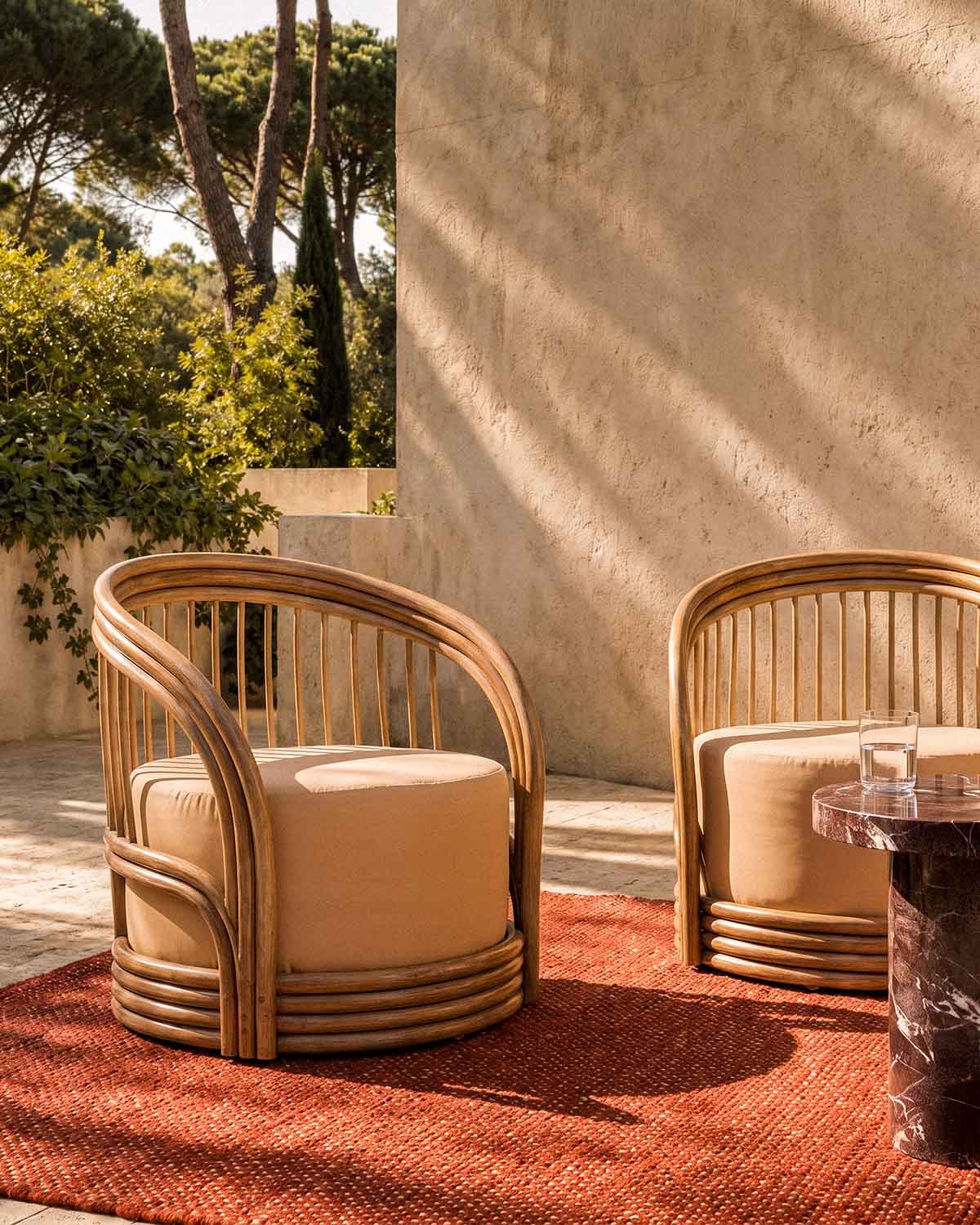 Poltrona de jardim em rattan natural e tecido Kairi, imagem de galeria 2