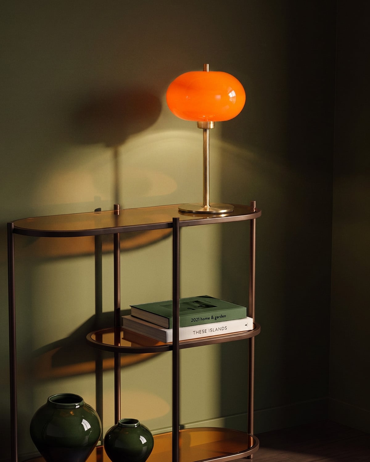 Luminária de mesa em metal e vidro Revhin, imagem de galeria 2