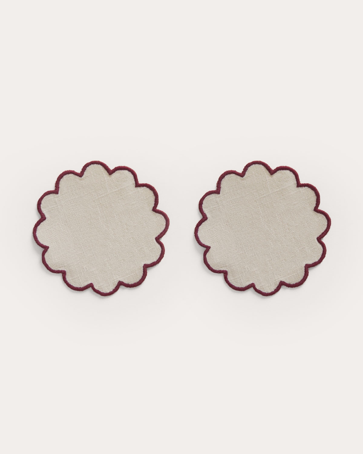 Conjunto de 2 porta-copos redondos Ø10 cm de tecido Hestia, imagem de galeria 1