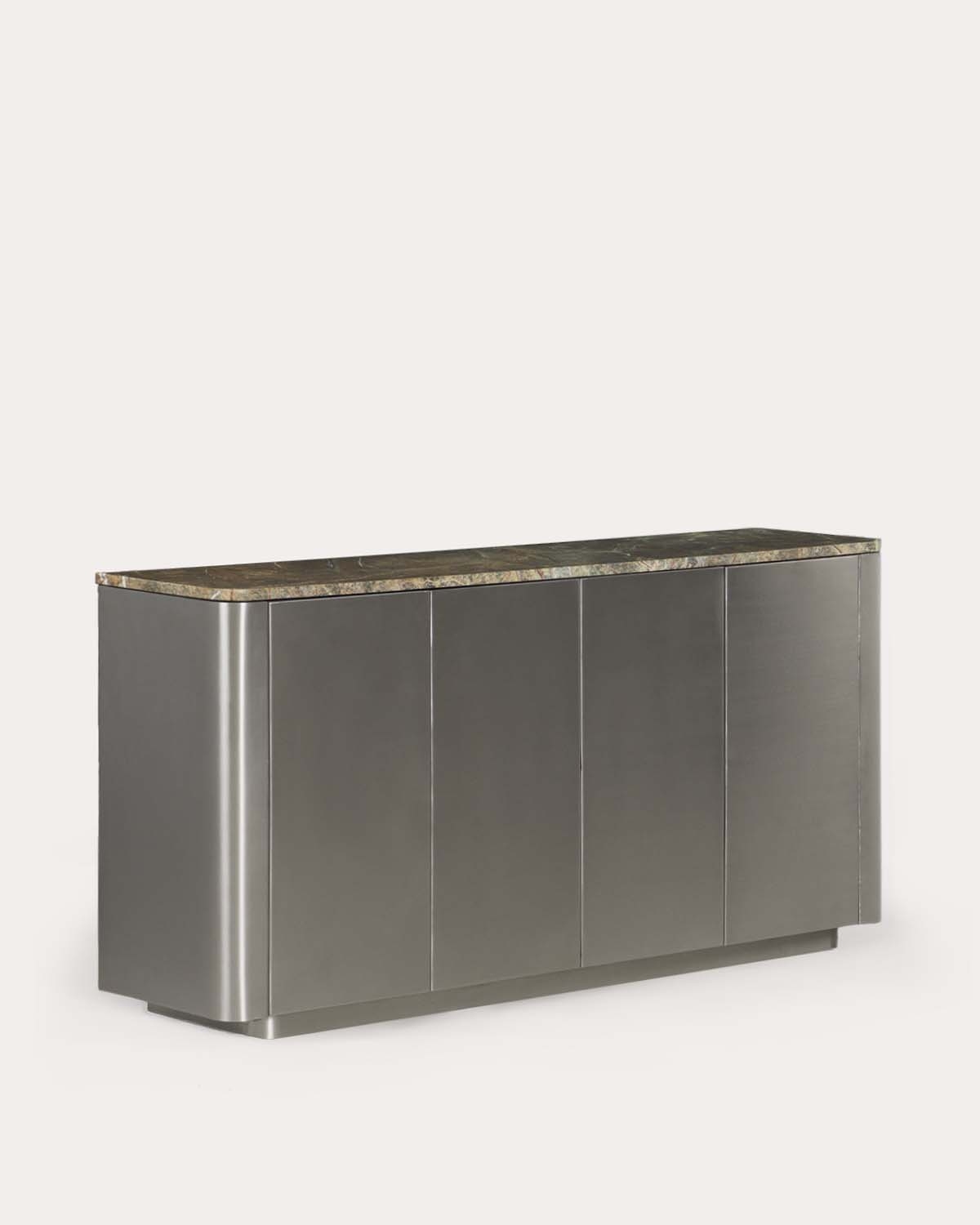 Aparador baixo com 4 portas 160x40 cm em mármore e metal Ulfhild, imagem de galeria 1
