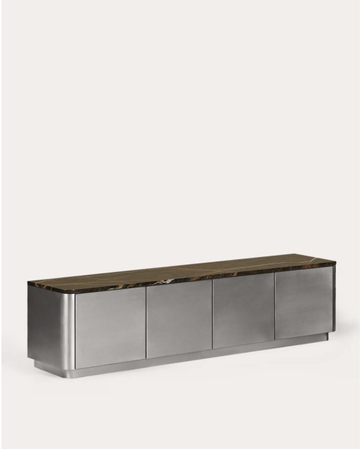 Móvel de TV com 4 portas 180x40 cm em mármore e metal Ulfhild