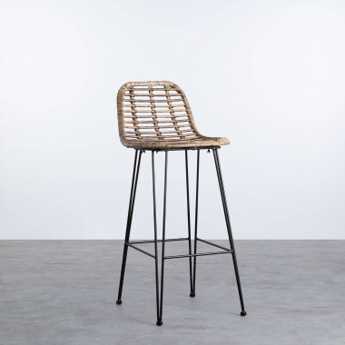 rattan and metal stool