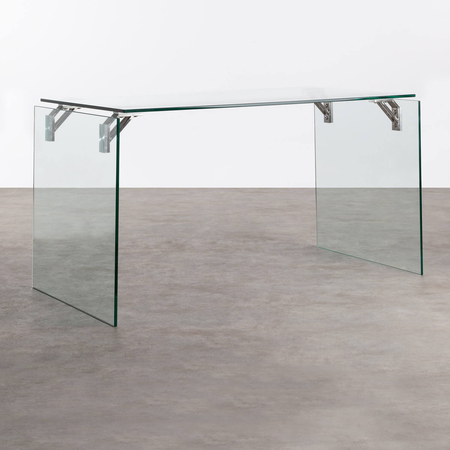 glass and stainless steel desk