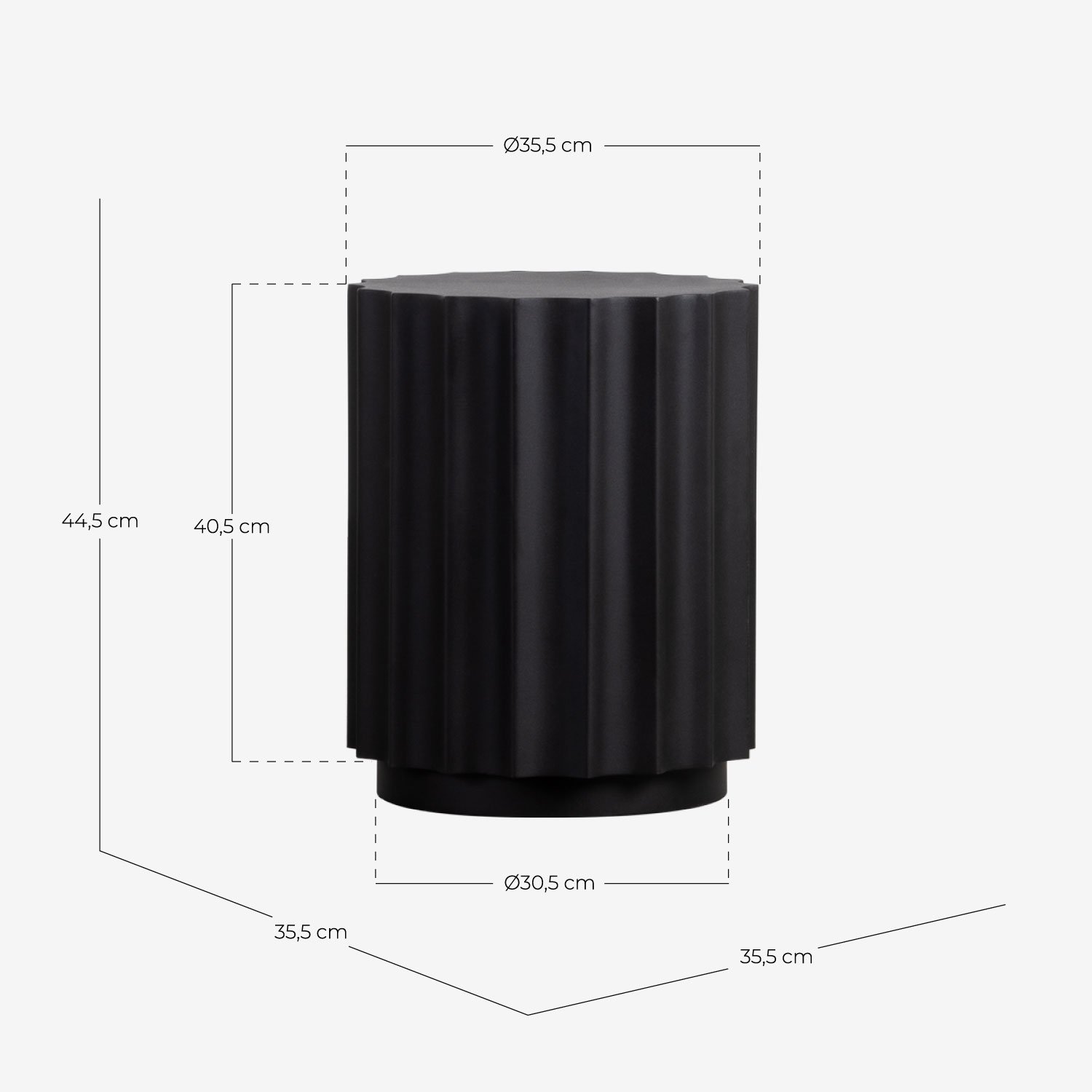 Round Metal Side Table (Ø35,5 cm) Abra, measurements