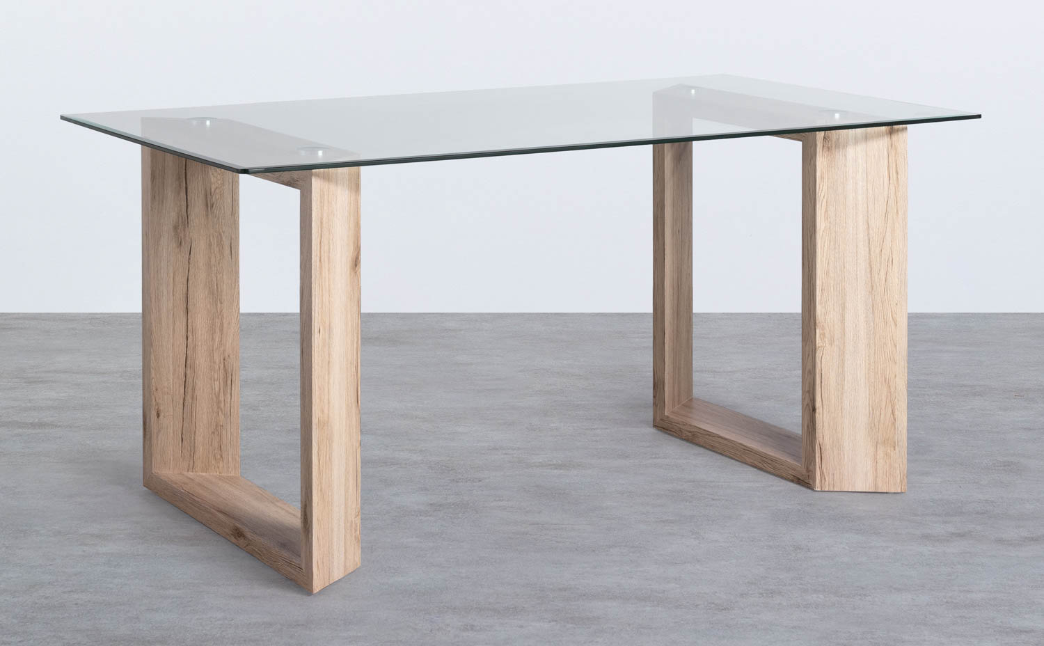 Rectangular Dining Table in Wood and Glass (160x90 cm) Vetro, gallery image 1