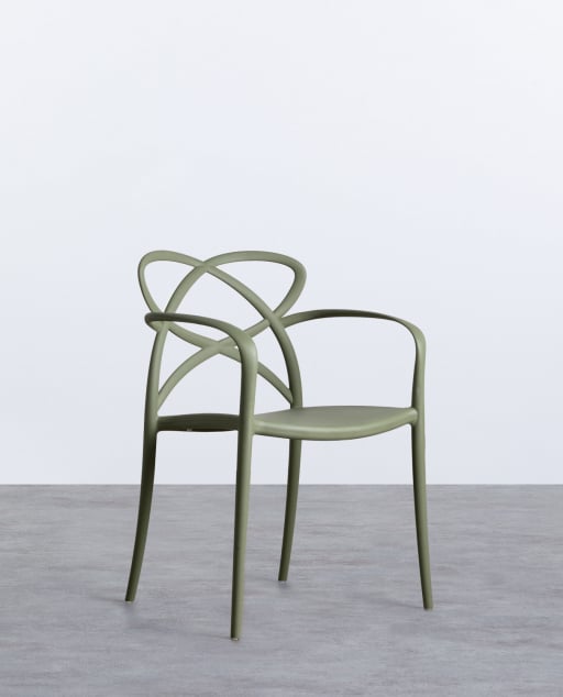 Polypropylene Outdoor Chair with Armrests Cielo - Greyish green