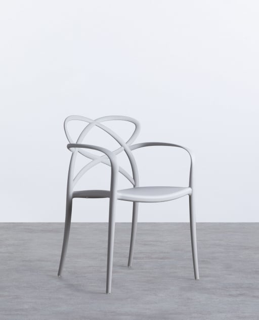 Polypropylene Outdoor Chair with Armrests Cielo - Light grey