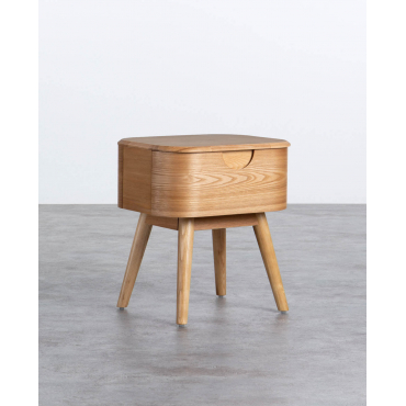 Bedside Table with Wooden Drawer (45,5x36 cm) Tika Natural Wood - The Masie