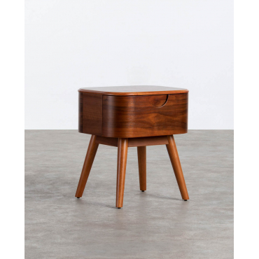 Bedside Table with Wooden Drawer (45,5x36 cm) Tika Dark Wood - The Masie