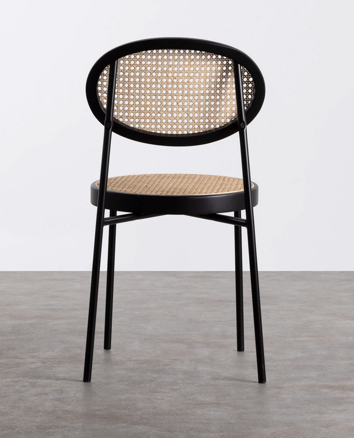 Natural Rattan and Metal Dining Chair Vili