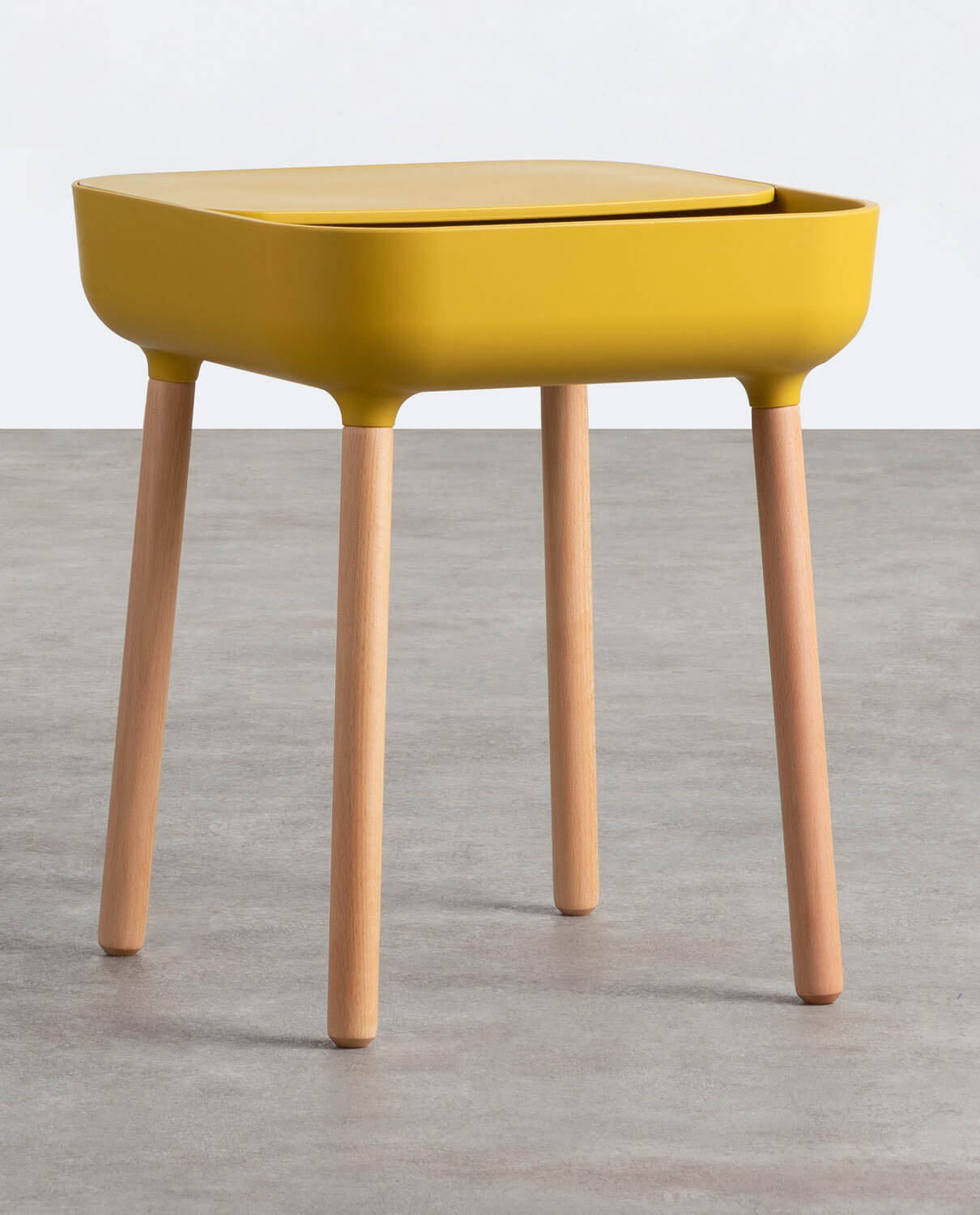 Polypropylene and Wood Side Table with Storage (40x40 cm) Nalsi