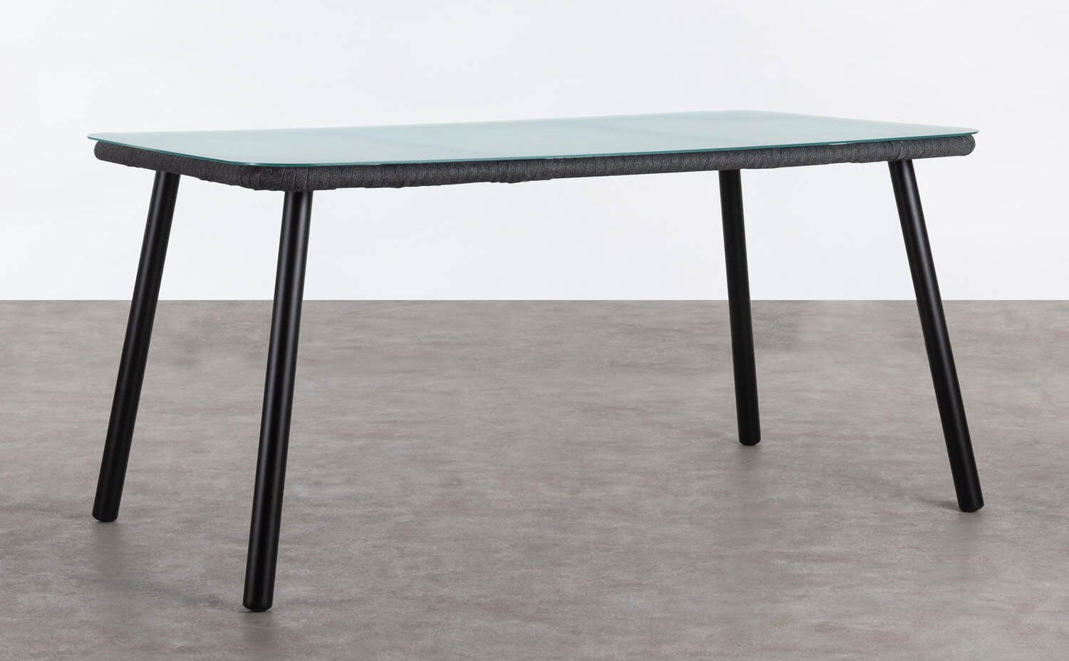 Rectangular Aluminium and Glass Dining Table (160x90 cm) Drian, gallery image 1