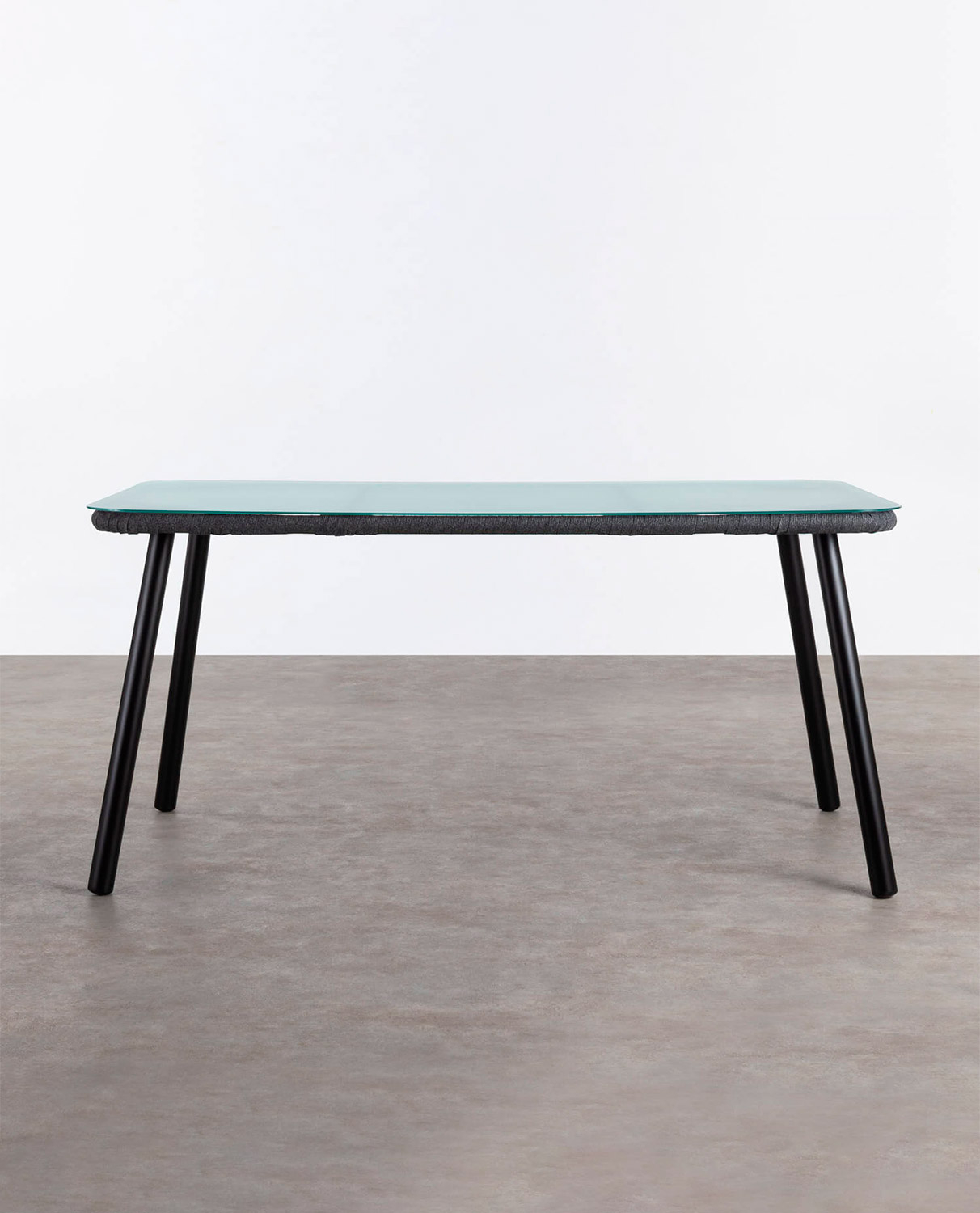 Rectangular Aluminium and Glass Dining Table (160x90 cm) Drian, gallery image 2