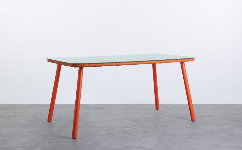 Rectangular Aluminium and Glass Dining Table (160x90 cm) Drian