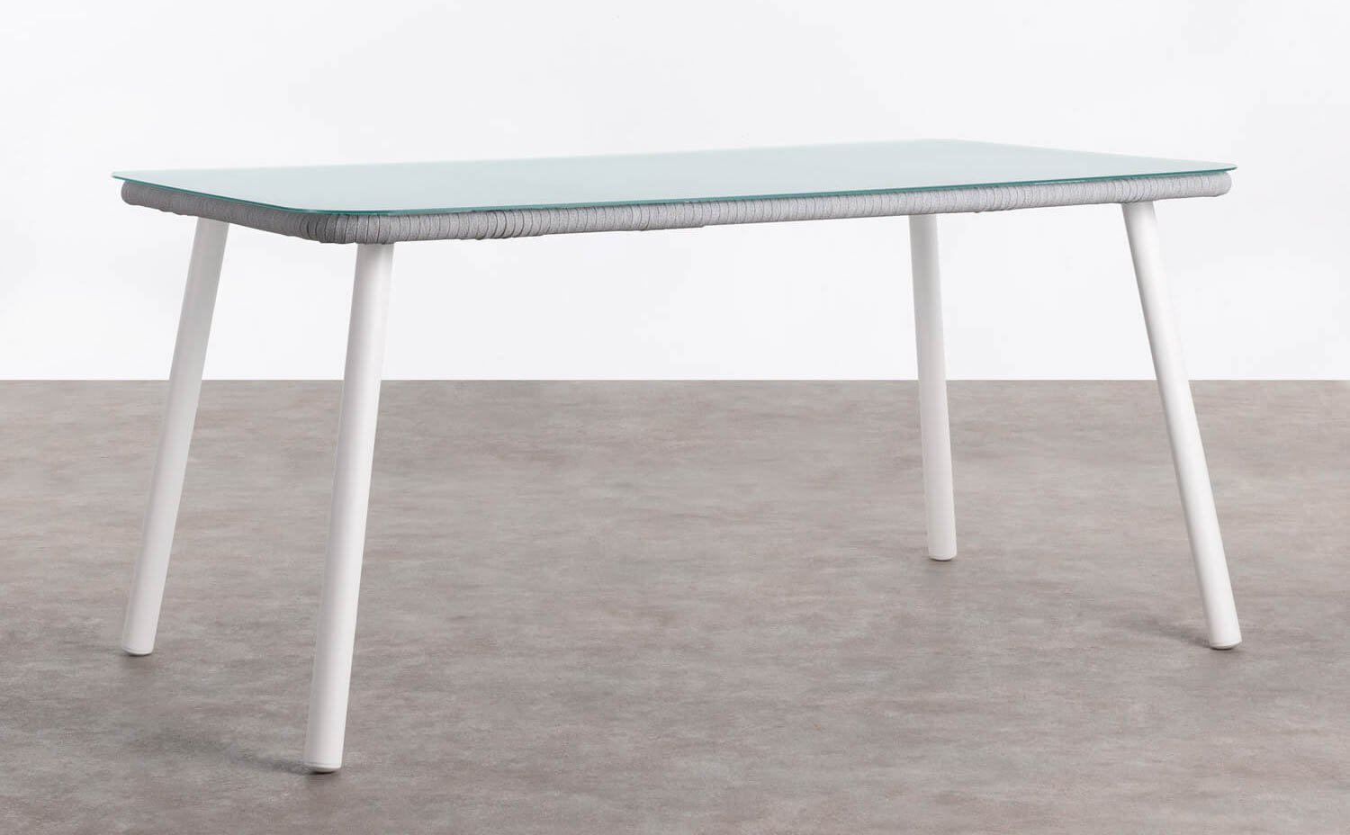 Rectangular Aluminium and Glass Dining Table (160x90 cm) Drian, gallery image 1