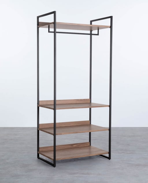 Standing Coat Rack with Metal and Wooden Shelves (180x80) Mirey