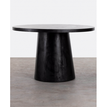 Round Mango Wood Dining Table (Ø120 cm) Doran Black Mango - The Masie