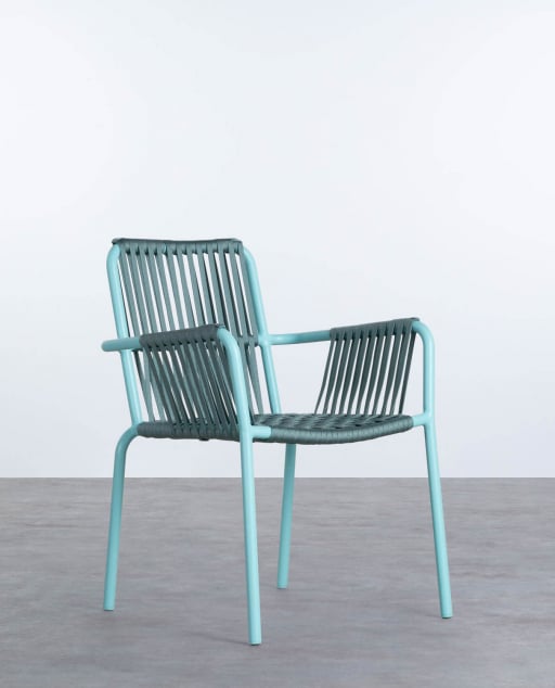 Aluminium and Rope Outdoor Dining Chair Drian Trend - Light blue