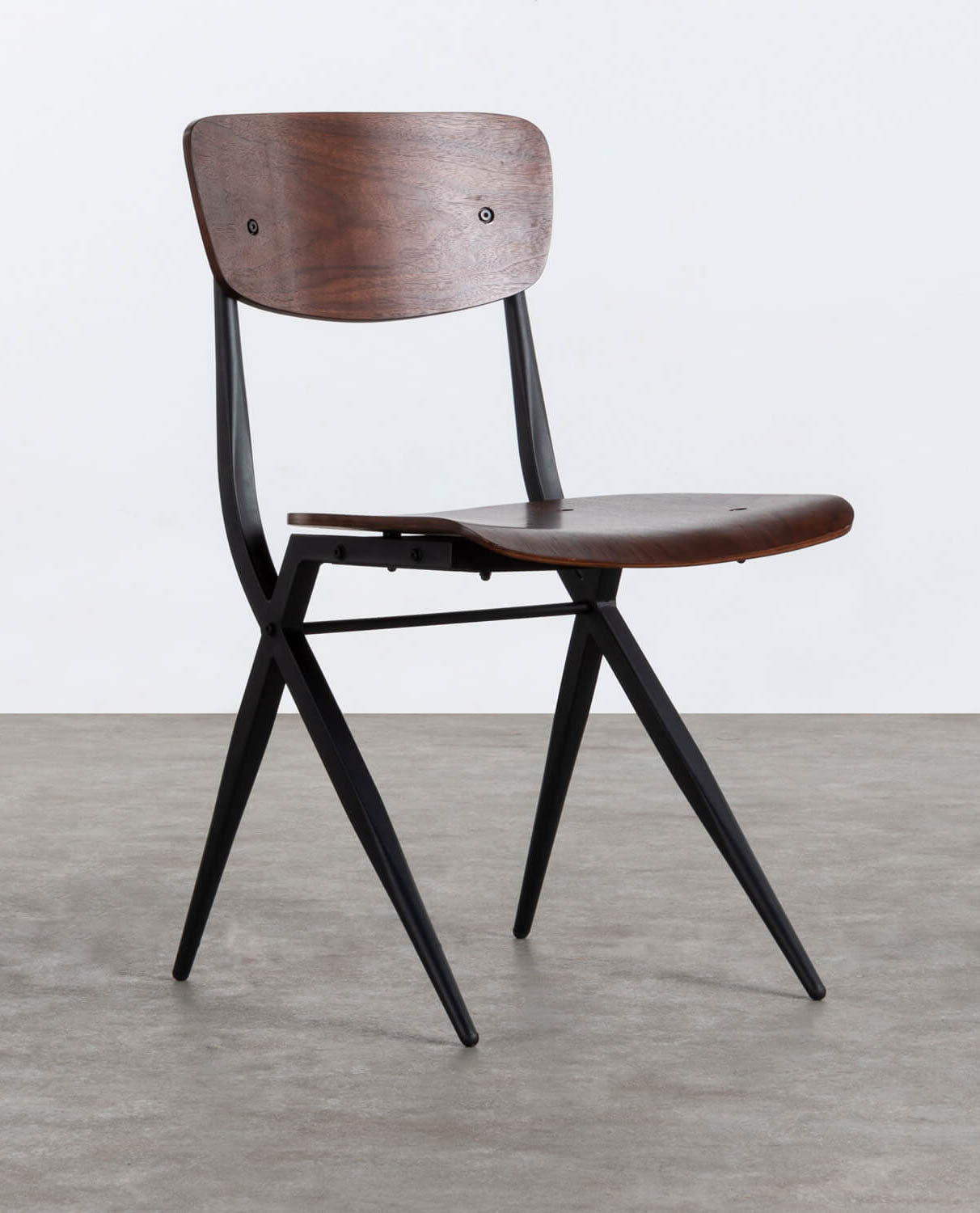 Pack 4 Ticher Wood and Metal Dining Chairs, gallery image 1