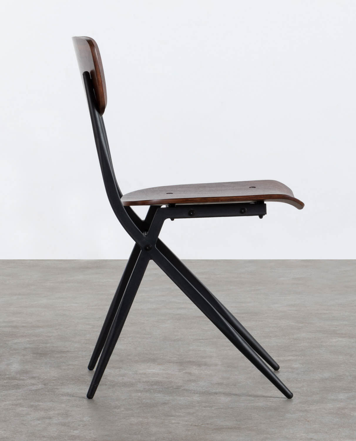 Pack 4 Ticher Wood and Metal Dining Chairs, gallery image 2