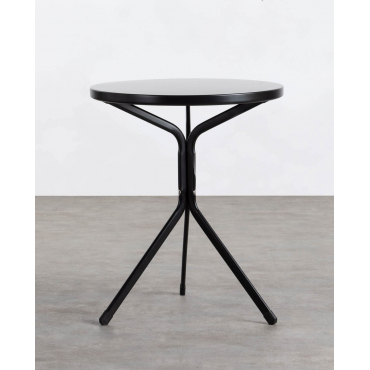 Round Metal Outdoor Table (Ø60 cm) Enlo Black Obsidian - The Masie