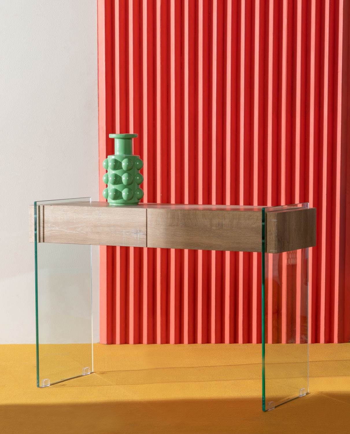Galad Console in Wood and (110x40 cm) Glass, gallery image 2