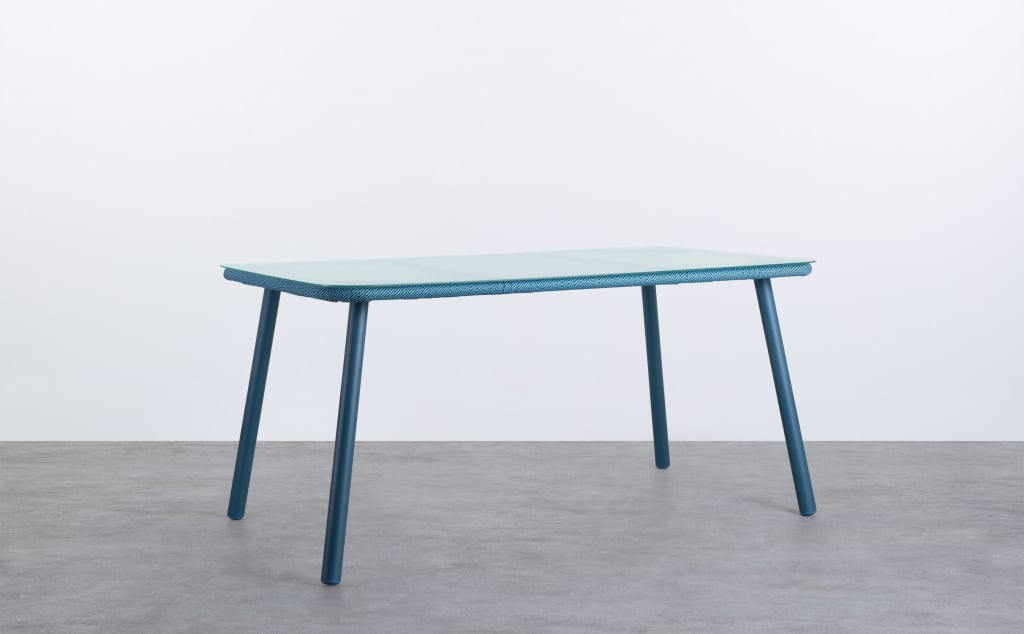 Rectangular Outdoor Table in Aluminium and Glass (160x90 cm) Drian