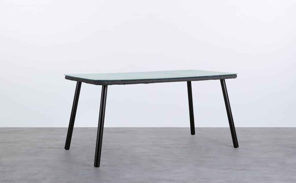Mesa de Comedor Rectangular de Aluminio y Cristal (160x90 cm) Drian