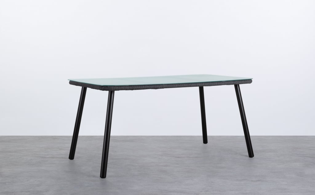 Rectangular Aluminium and Glass Dining Table (160x90 cm) Drian